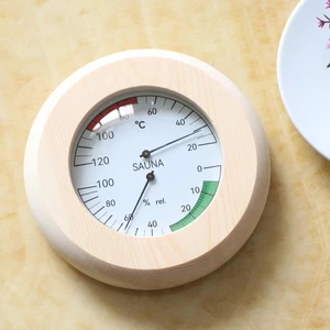 5,7" Rundes digitales Sauna Holzthermometer und Hygrometer für Saunaraum - Picture 1 of 7