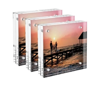 3 Pack Acrylic Picture Frames 3x3, 3 x 3 inch picture frame for 3x3 or 2x2 Pi... - Picture 1 of 6