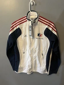 New Adidas MACCABI USA Olympic Women Red White Blue Zip ClimaCool Track Jacket S - Picture 1 of 4