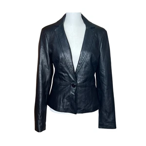 Vintage Y2K Cache Lederjacke schwarz butterweich Einknopf Baddie Goth Grunge - Bild 1 von 11