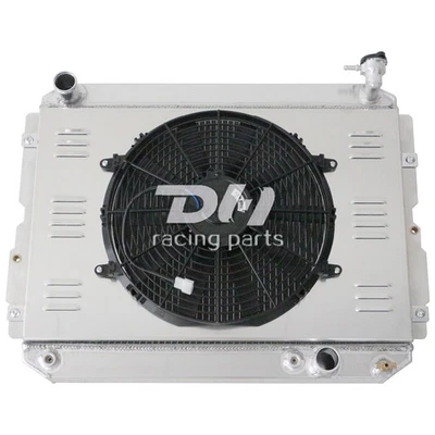 Radiador de aluminio 3 filas + cubierta + ventilador de 14" para Toyota Land Cruiser FJ65 1981-90 2,4 L-4,2 L Foto 1 de 4