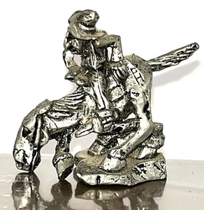 Estatuilla de minero a caballo jinete expreso de peltre decoración de estante para el hogar - Imagen 1 de 4