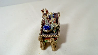 Monet Enameled 2009 Christmas Sleigh Trinket Box Miniature - Image 1 of 4
