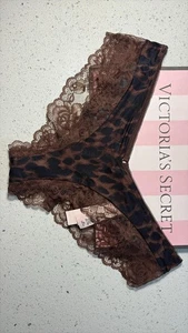 Victoria’s Secret High Leg Ganache Leopard Brown Cheeky Lace Trim Size M NWT - Picture 1 of 5