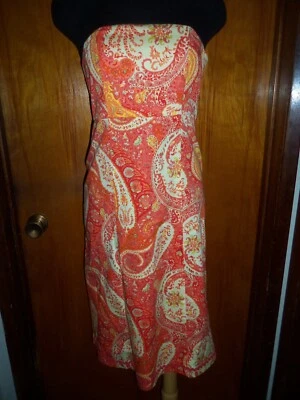 Vestido Solero Victoria's Secret Moda Internacional Sin Tirantes Naranja Atado Atrás 8 Foto 1 de 4