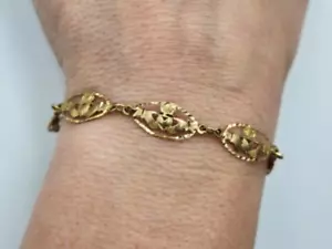 10k Yellow Gold Claddagh Bracelet, 7.25 in - Picture 1 of 5