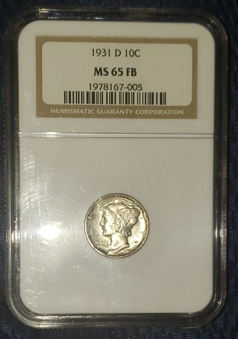 1931-D Mercury Dime NGC MS65FB Wing Liberty 10 cents - very rare - full bands Cover