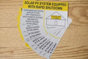 10x - Solar PV System Equipped With Rapid Shutdown Reflective sticker Label 6" - Picture 1 of 1