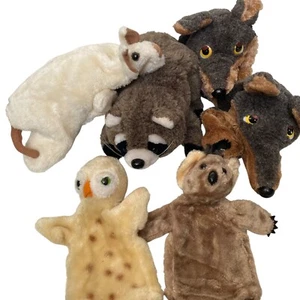 Marionetas de mano de animales Dakin de colección mapache lobo búho koala country critters cerdo - Imagen 1 de 22