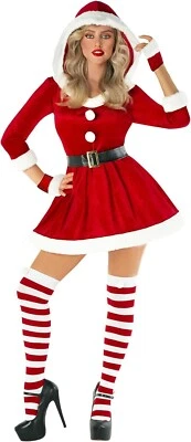 Women`s Miss Claus Costume Socks Gloves Adult Mrs Santa Christmas Dress S - 3XL - Image 1 of 4