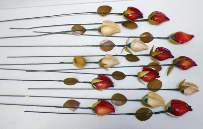 Juego de 14 brotes de rosa concha de mar pintados a mano hechos a mano realistas, Foto 1 de 4