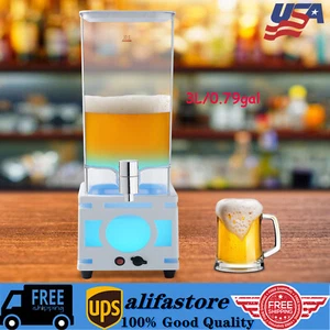 3 Litre Large Clear Beverage Drinks Dispenser With Tap Milk Beer Iced Tea LED - Picture 1 of 17