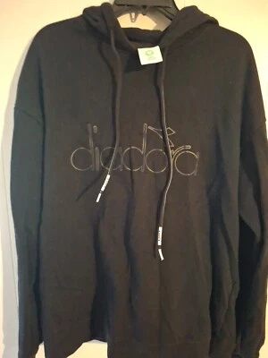 Pulôver com capuz Diadora masculino preto orgânico tamanho GG - Imagem 1 de 4