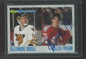 1993 CLASSIC HOCKEY DRAFT #34 CHECKLIST DAIGLE/ALEXEI YASHIN AUTOGRAFO QUASI NUOVO/MT - Foto 1 di 1