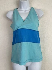 Lululemon Womens Size M Blue Stripe V-neck Athletic Tank Stretch Sleeveless - Picture 1 of 7