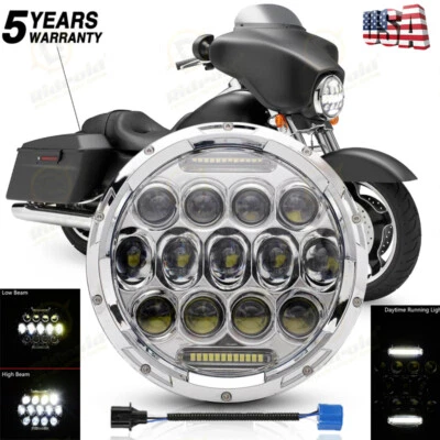 For Victory V92 C SC TC Cruiser Motorcycle 7" LED Headlight Hi/Lo Beam in Chrome - Image 1 of 4