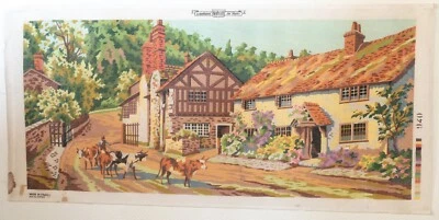 § ancien canevas MARGOT - campagne - très grand format : 60 x 124 cm - Photo 1/3