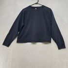 Anthropologie Sweatshirt Womens Small Boxy Black Cropped Neutral Capsule Crew