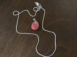 Carnelian Tear drop con cadena de 20"" marcada 0,925 envío gratuito - Imagen 1 de 1