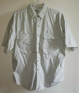Hook & Tackle Outfitters Vented Fishing Shirt Mens Medium Light Khaki Tan EUC - Picture 1 of 12