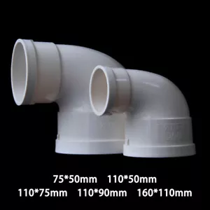 PVC Drainage Pipe Reducer 90° Elbow Connector Adapter Drain Fittings 50mm-160mm - Picture 1 of 5
