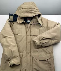Vintage Columbia Jacket Mens Medium Parka Coat Full Zip Beige Hood Long - Picture 1 of 21