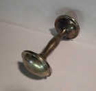 ANTIQUE SILVER PLATED BARBELL BABY RATTLE DUMBBELL METAL 4"