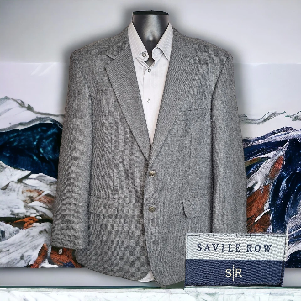 Chaqueta Blazer Saville Row Para Hombres 42R Gris Lana de Cordero Suave Tweed Bronce Botón Foto 1 de 4