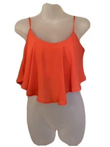Damen Fließendes Crop Tank Top Shirt Rot Rosa Gr.M Verstellbare Träger UK2LA - Bild 1 von 9