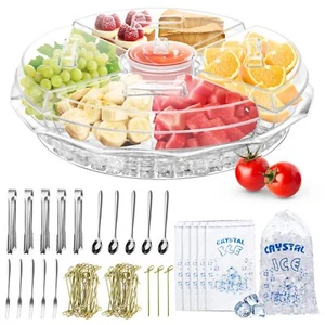 Appetizer Serving Tray With Lid 8 Compartment Serving Platter Cold Serving Tray - Picture 1 of 7