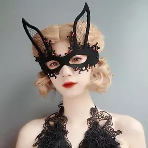 Women Halloween Sexy Bunny Mask Cosplay Masks Rabbit Ears Masks Party Bar - Picture 1 of 10