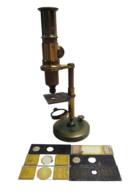Antique French Brass Student Microscope With Slides - Image 1 of 4