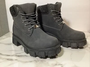 NUEVO SIN CAJA ROCAWEAR imitación gamuza/negras/botas de combate - para mujer talla 11 - Imagen 1 de 12