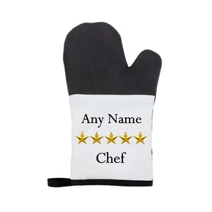 Personalised 5 Star Chef Rubber/Canvas Material Oven Mitt/Glove Christmas - Picture 1 of 3