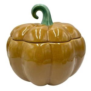 Williams Sonoma Pumpkin Soup Tureen w/Lid Ceramic Fall Harvest Serving Bowl 9” - Picture 1 of 12