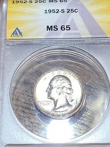 1952-S Washington Quarter ANACS MS65 White Mint Blazer Best Price on Ebay* CHN - Picture 1 of 4