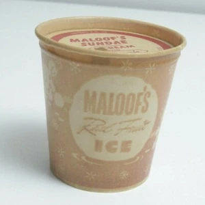 Taza de helado de salsa de piña helada láctea Maloofs vintage de los años 50 New London Conn - Imagen 1 de 7