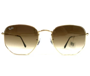 Occhiali da sole Ray-Ban RB3548 001/51 montatura esagonale oro con lenti sfumate marroni - Foto 1 di 13