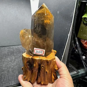 750g Top Natural Hair Crystal Rutile Quartz Healing Crystal Reiki Decor +stand - Picture 1 of 9