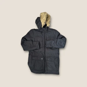 Boohoo Man Faux Fur Hooded Utility Parka Black Small - Picture 1 of 4