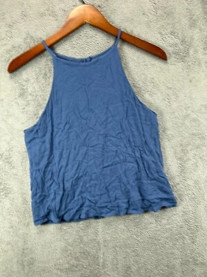 Petal Roz Womens Small Blue Tank Top Button Up Cami Shirt Sleeveless Rayon NWT - Image 1 of 4