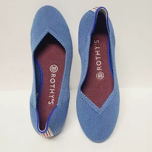 Rothy’s Round Toe Flat RETIRED Limited Edition Schuhe Indigo Streifen Größe 7,5 - Bild 1 von 8