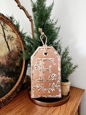 NEW Ashland Wall Decor Distressed Bronze Copper E Initial Plaque Hanging 7"x12" - Image 1 of 2