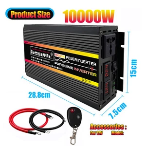 10000W/12000W Pure Sine Wave DC 12V TO AC 220V Car Home Power Inverter Converter - Picture 1 of 14