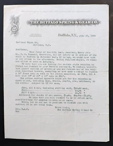 1898 The Buffalo Spring & Gear Co. Signed Letterhead Buffalo, New York - Picture 1 of 1