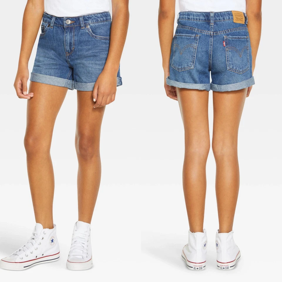 Size 10 - Levis Girls Girlfriend Jean Shorts - Evie Medium Wash