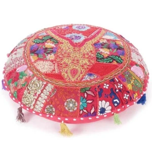 All Size Indian Round Pillow Cushion Cover Floor Patchwork Throw Bohemian Decor - Picture 1 of 15