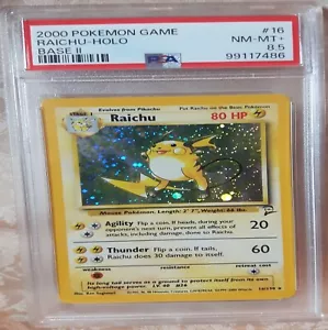 RAICHU 16/130 Swirl Holo 2000 Pokemon Base 2 Unlimited PSA 8.5 Mint WOTC Wizards - Picture 1 of 7