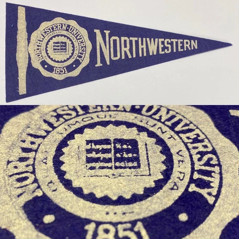 1950s Northwestern Wildcats Evanston  Big 10 University Mini Pennant 4x9 Cover