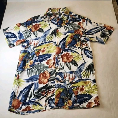 CAMPIA Short Sleeve Button Up Shirt Hawaiian Tropical Floral Men's M 100% Rayon - Image 1 of 4